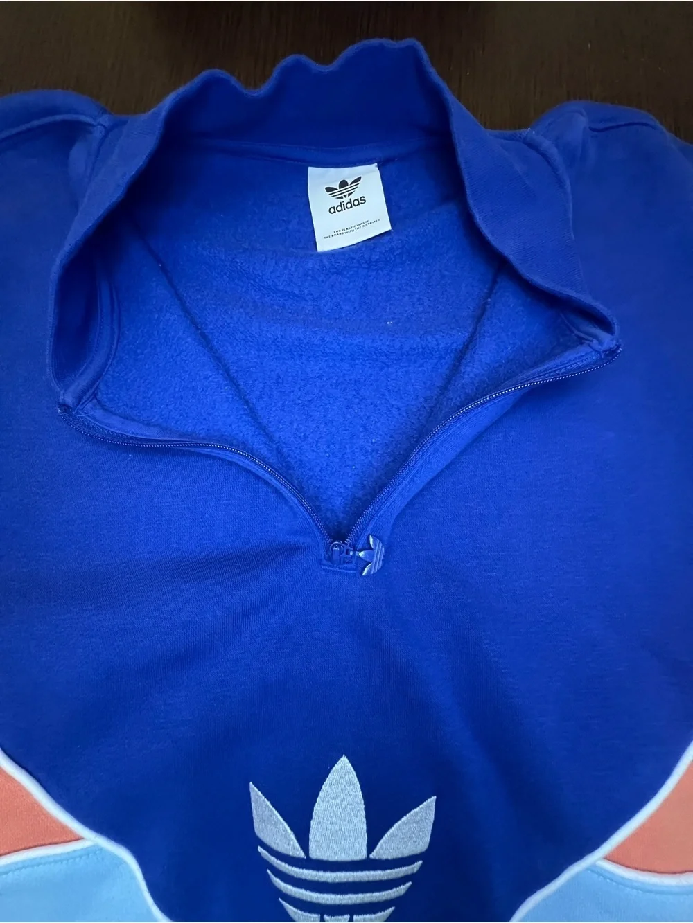 Adidas Originals Large Adicolor 1/4 Zip Color block Crew Sweatshirt IB3144